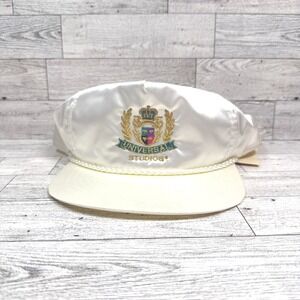 NWT Vintage Universal Studios Hat White Shiny Gold Rope Captain Trucker Flat
